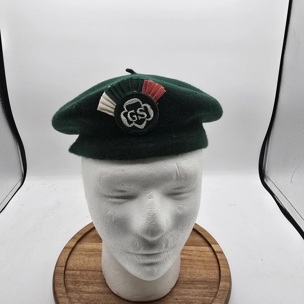 X3 Vintage Girl Scouts of America Green Berets Wool 1970's
